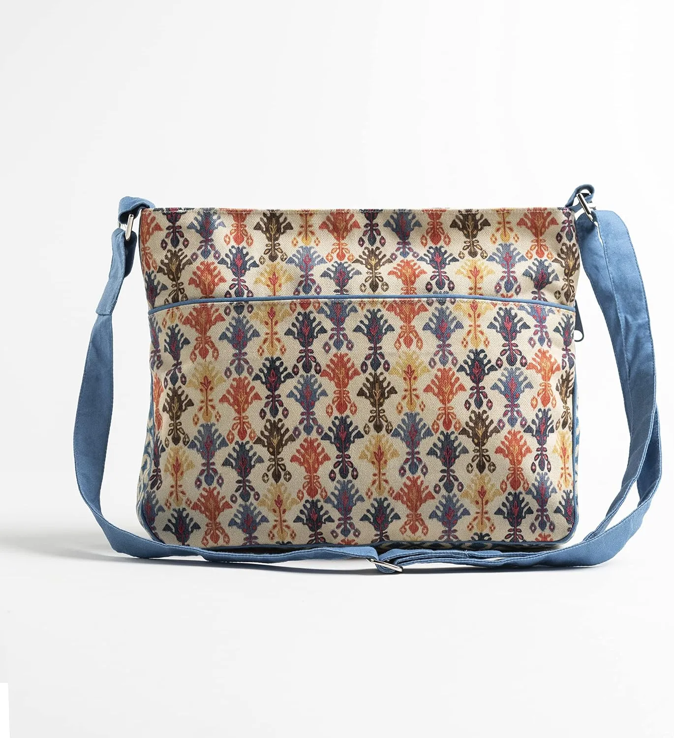 Maison d' Hermine Cross Body Bag Cotton Adjustable Shoulder Strap Hand Bag Tote purse with Zippered & Slip Pockets