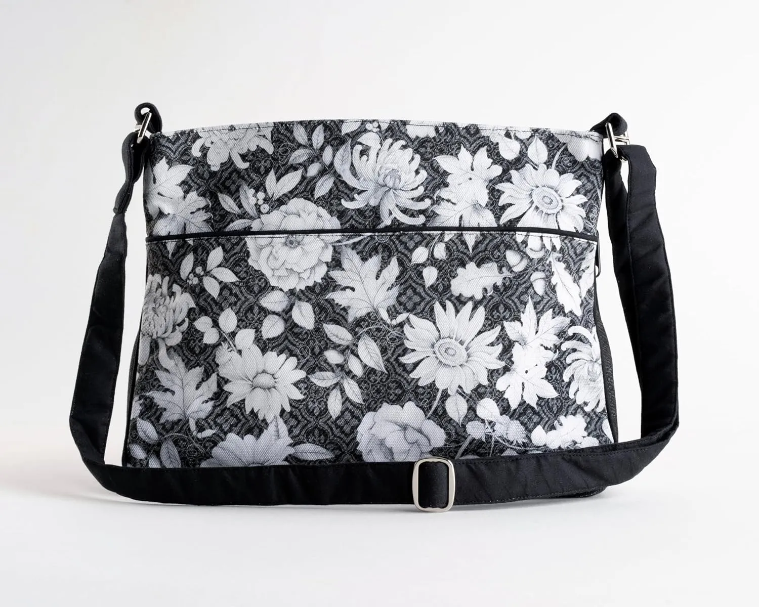 Maison d' Hermine Cross Body Bag Cotton Adjustable Shoulder Strap Hand Bag Tote purse with Zippered & Slip Pockets