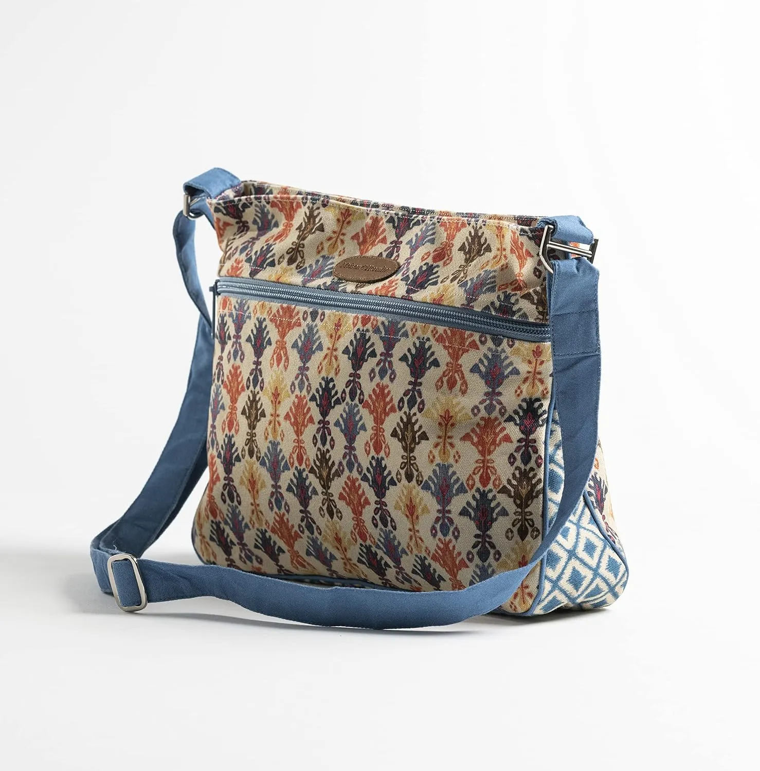Maison d' Hermine Cross Body Bag Cotton Adjustable Shoulder Strap Hand Bag Tote purse with Zippered & Slip Pockets