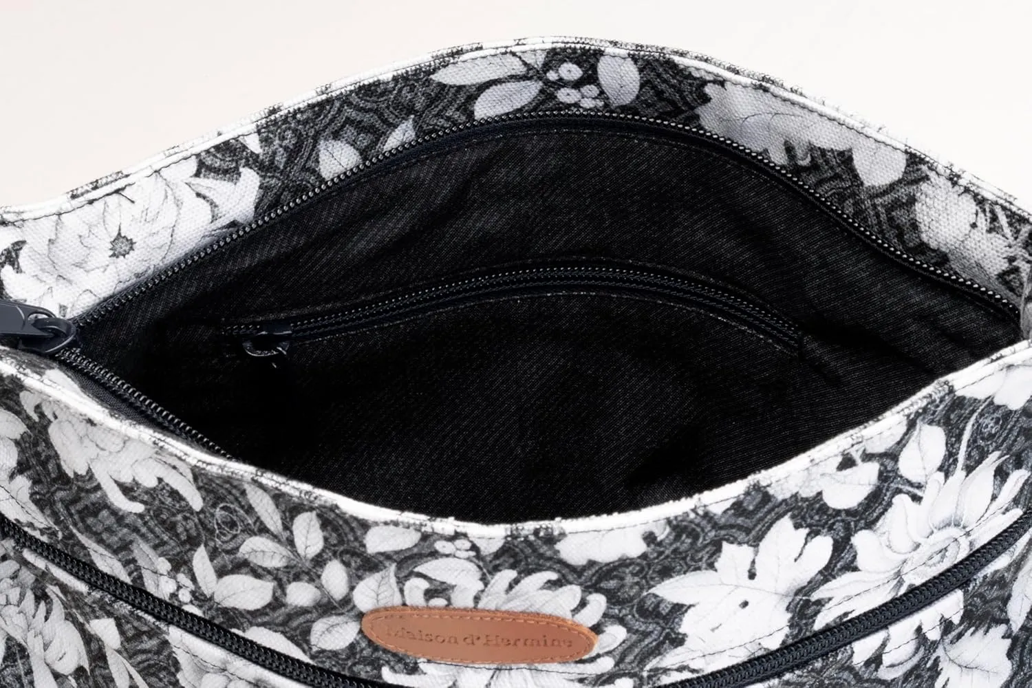 Maison d' Hermine Cross Body Bag Cotton Adjustable Shoulder Strap Hand Bag Tote purse with Zippered & Slip Pockets