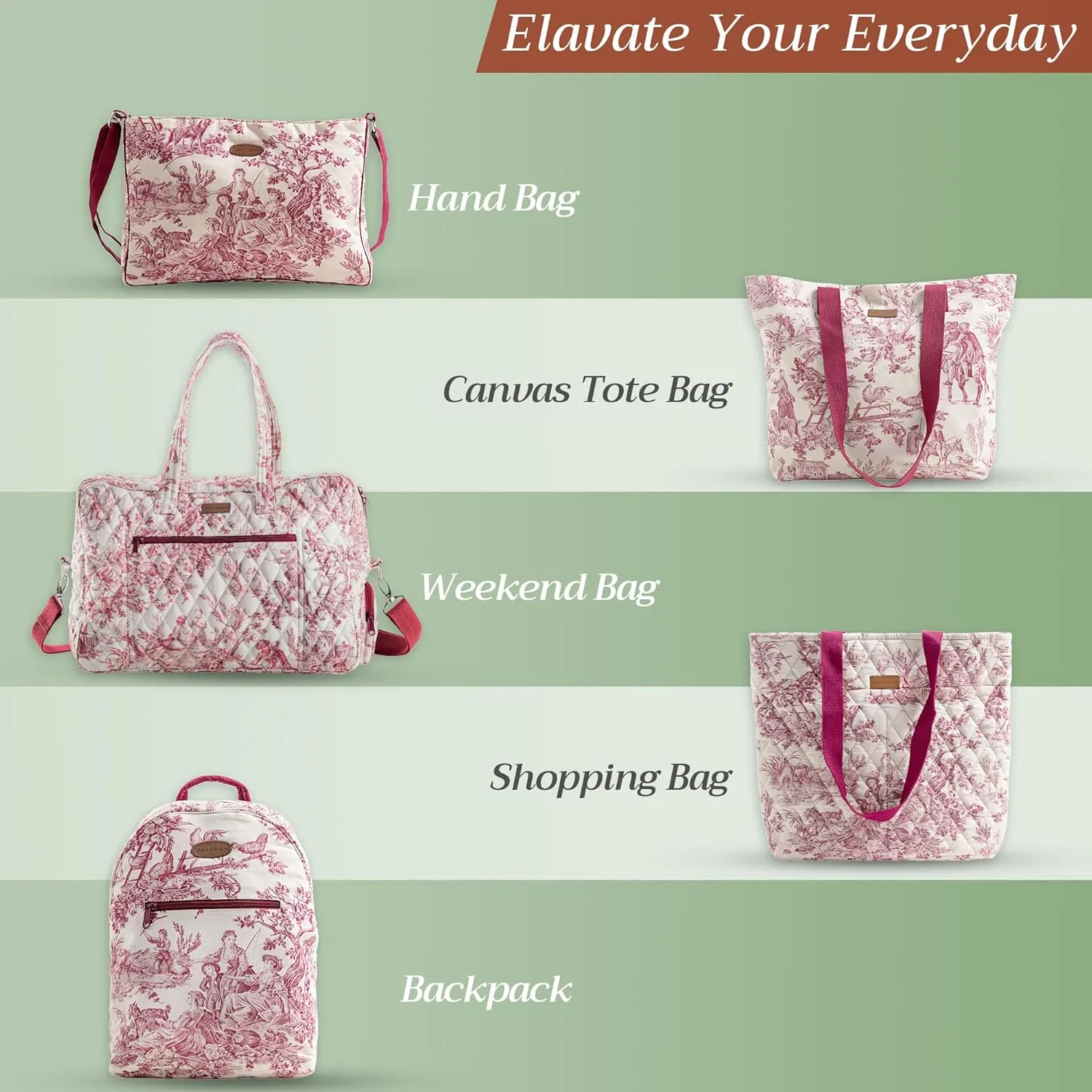 Maison d' Hermine Cross Body Bag Cotton Adjustable Shoulder Strap Hand Bag Tote purse with Zippered & Slip Pockets