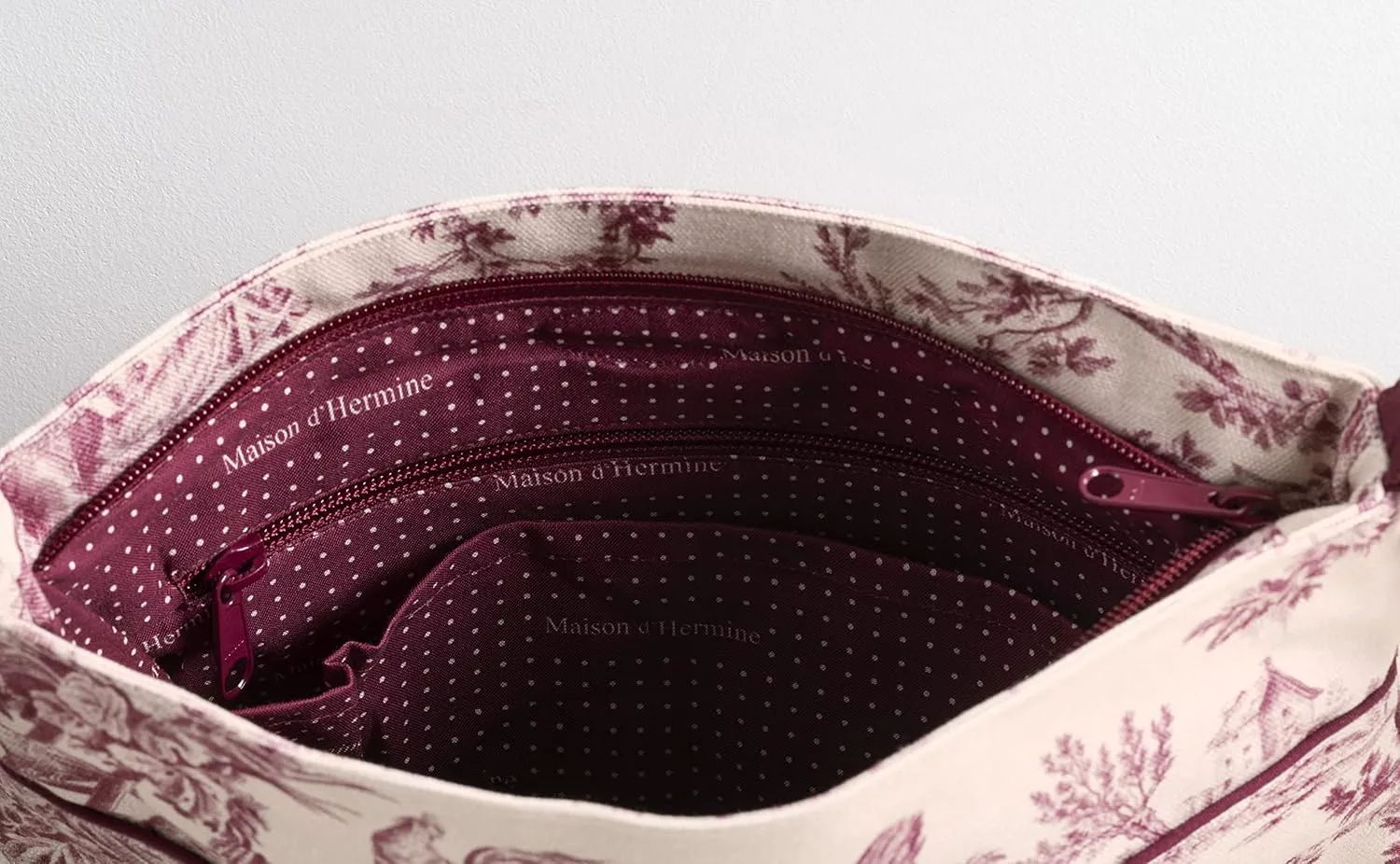 Maison d' Hermine Cross Body Bag Cotton Adjustable Shoulder Strap Hand Bag Tote purse with Zippered & Slip Pockets