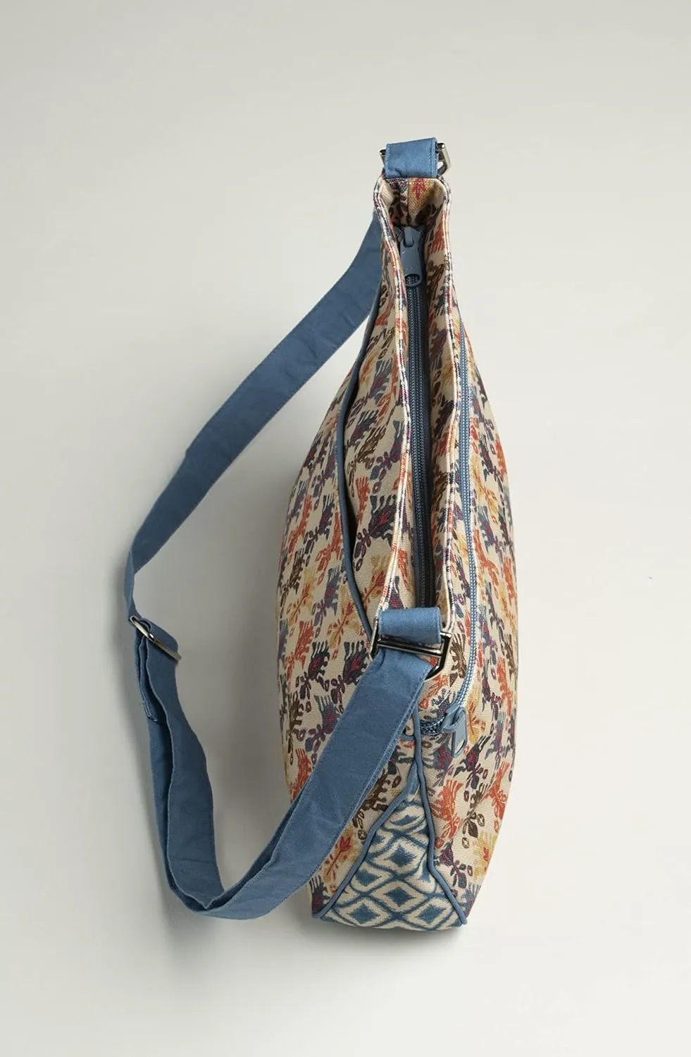 Maison d' Hermine Cross Body Bag Cotton Adjustable Shoulder Strap Hand Bag Tote purse with Zippered & Slip Pockets