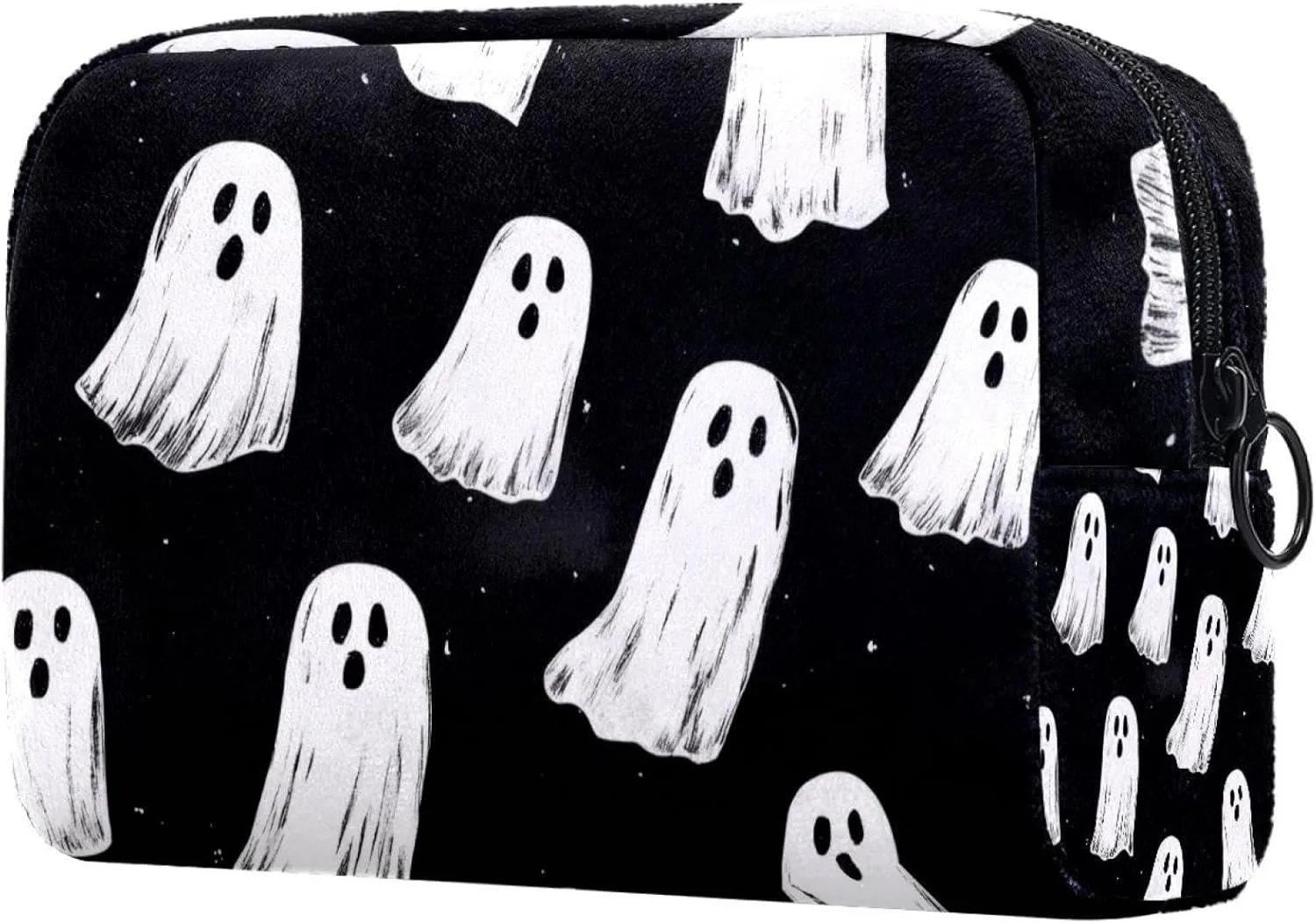 Makeup Organizer Bag, Halloween Ghosts Background Spooky Pattern Pencil Case Cosmetic Storage Bag Portable Toiletry Pouch for Women, Men, Traveling, School