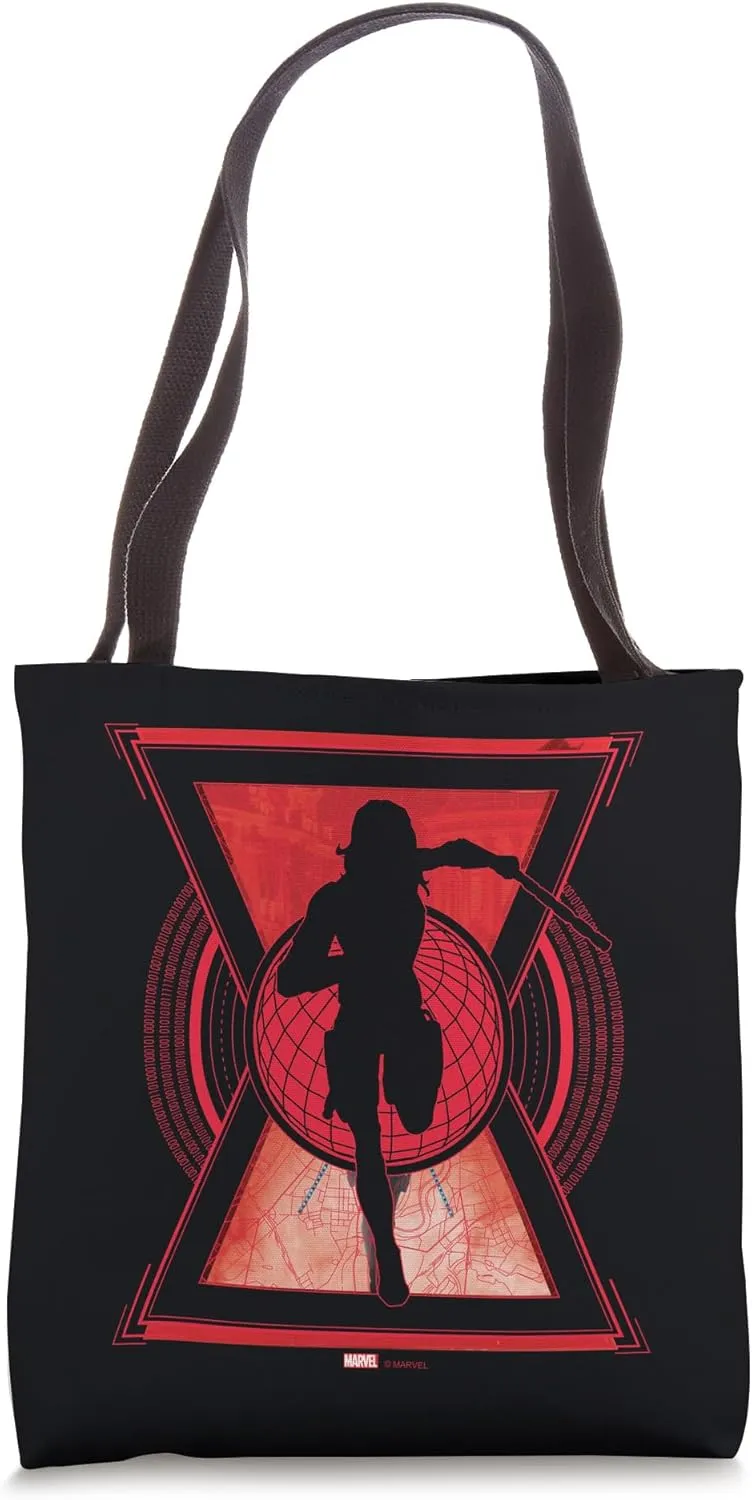 Marvel Black Widow Natasha Romanoff Red Hourglass Blueprint Tote Bag