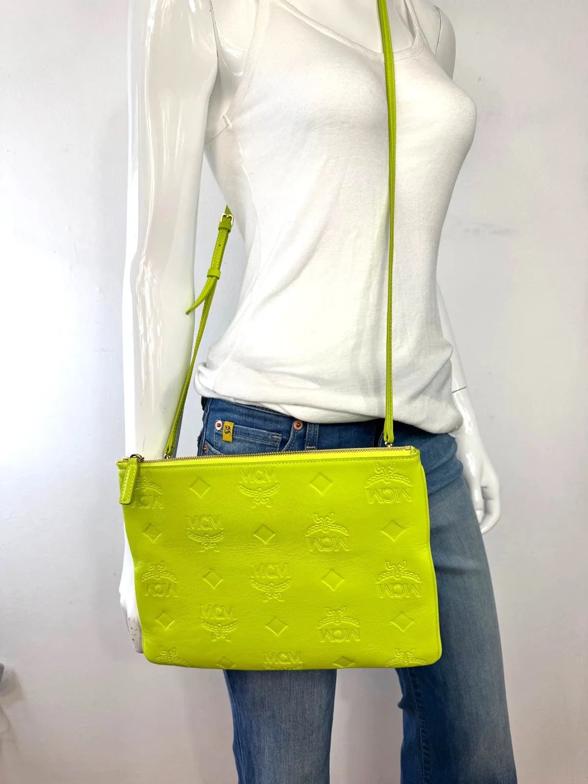 MCM EMBOSSED MONOGRAM NAPPA LEATHER CROSSBODY