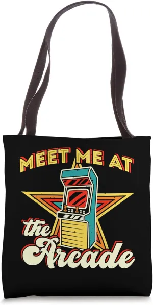 Meet Me At Arcade Retro 80s Arcade Video Game Machine Gamer Tote Bag