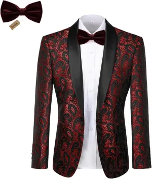 Men's Floral Tux Suit Jacket One Button Slim Fit Paisley Wedding Suit Blazer for Men Prom Party Dinner Jacket Sport Coat