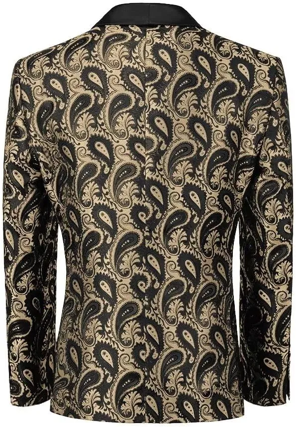 Men's Floral Tux Suit Jacket One Button Slim Fit Paisley Wedding Suit Blazer for Men Prom Party Dinner Jacket Sport Coat
