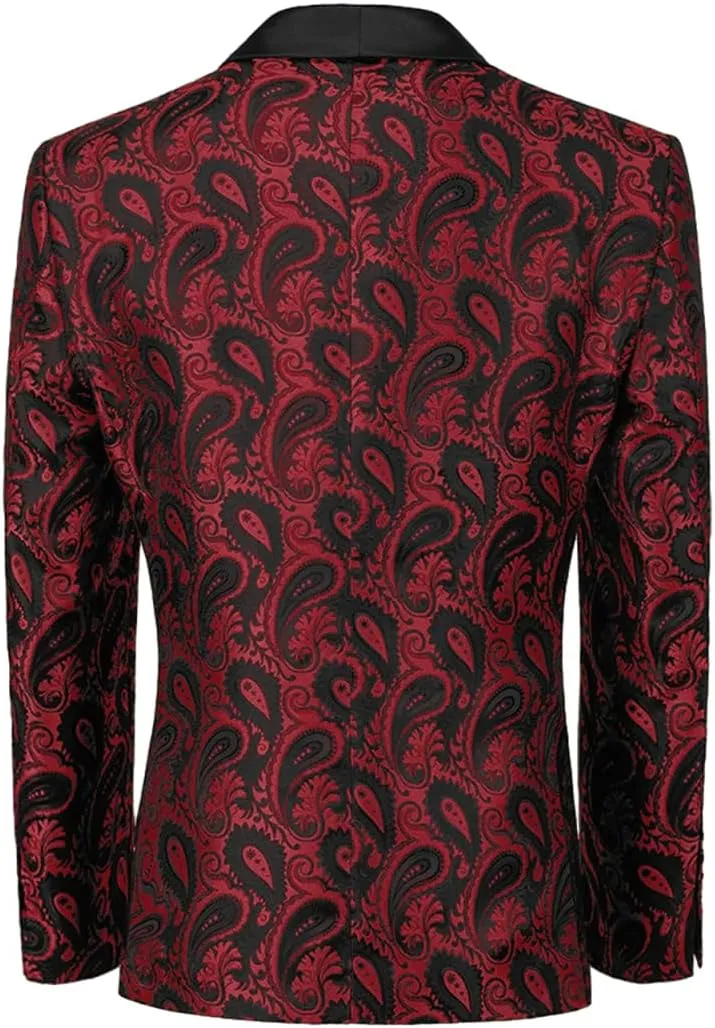 Men's Floral Tux Suit Jacket One Button Slim Fit Paisley Wedding Suit Blazer for Men Prom Party Dinner Jacket Sport Coat