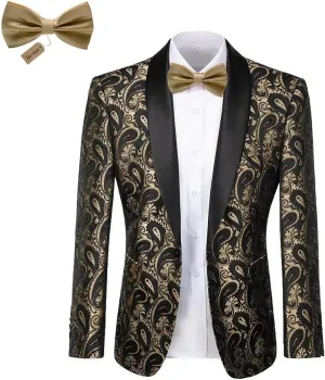 Men's Floral Tux Suit Jacket One Button Slim Fit Paisley Wedding Suit Blazer for Men Prom Party Dinner Jacket Sport Coat
