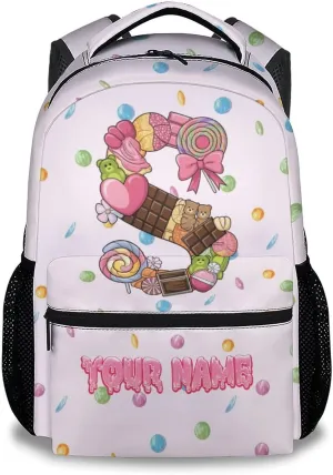 Mercuryelf Girls Bag for School - Custom Cute Initials Kid Backpack for Primary Middle - 17 Inch Bookbag for Teens