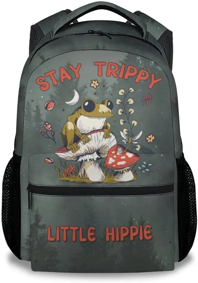 Mercuryelf Kid Backpack for Girls - 17 Inch School Backpack with Large Capacity, Lightweight - Brown Durable Mushroom Bookbag for School, Travel and Camp