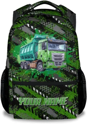 Mercuryelf Kid Backpack for School, Travel - Cool Garbage Truck Bookbag for Boys - Personalized School Bag for Primary Middle