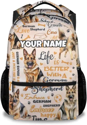 Mercuryelf School Backpack for Girls - Cute Dog Backpacks for Kids - Personalized German Shepherd School Bag for Boys - 17 Inch Bookbag for School, Travel