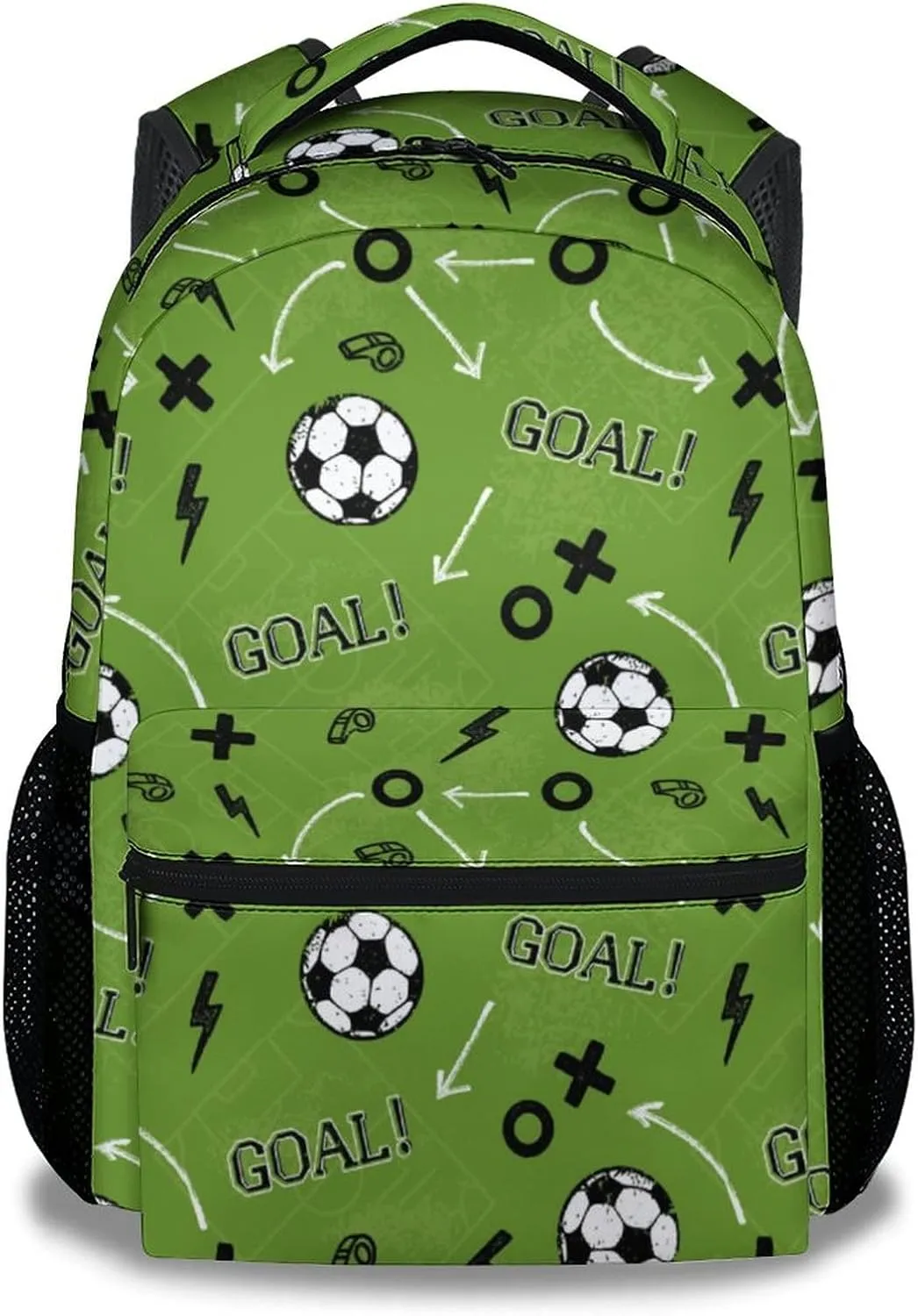 Mercuryelf Soccer Backpack for Boys Girls, 16 Inch Green Backpacks for School Travel, Fashion Lightweight Bookbag for Kids