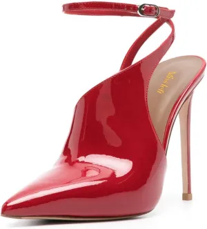 miss left Women Classy Patent Leather Closed Pointed Toe Pumps Crossed Ankle Strap Stiletto High Heels Prom Club Date Dance Sandals Size 4-16 US