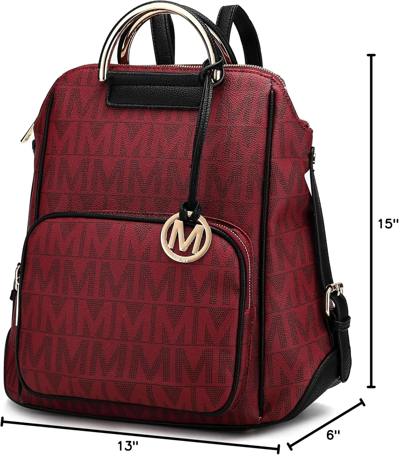 MKF Collection Signature Women Backpack, Vegan Leather Travel Bag Top-Handle Fashion Business Work Bag by Mia K