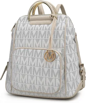 MKF Collection Signature Women Backpack, Vegan Leather Travel Bag Top-Handle Fashion Business Work Bag by Mia K