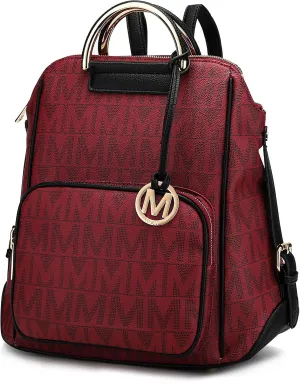 MKF Collection Signature Women Backpack, Vegan Leather Travel Bag Top-Handle Fashion Business Work Bag by Mia K