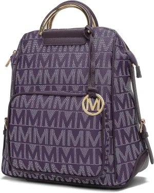 MKF Collection Signature Women Backpack, Vegan Leather Travel Bag Top-Handle Fashion Business Work Bag by Mia K