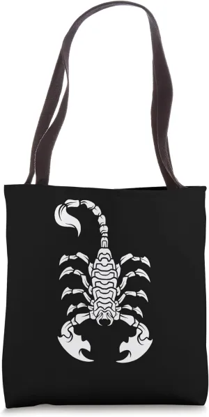 Monochrome Scorpion Emblem - Tribal Scorpion Tote Bag