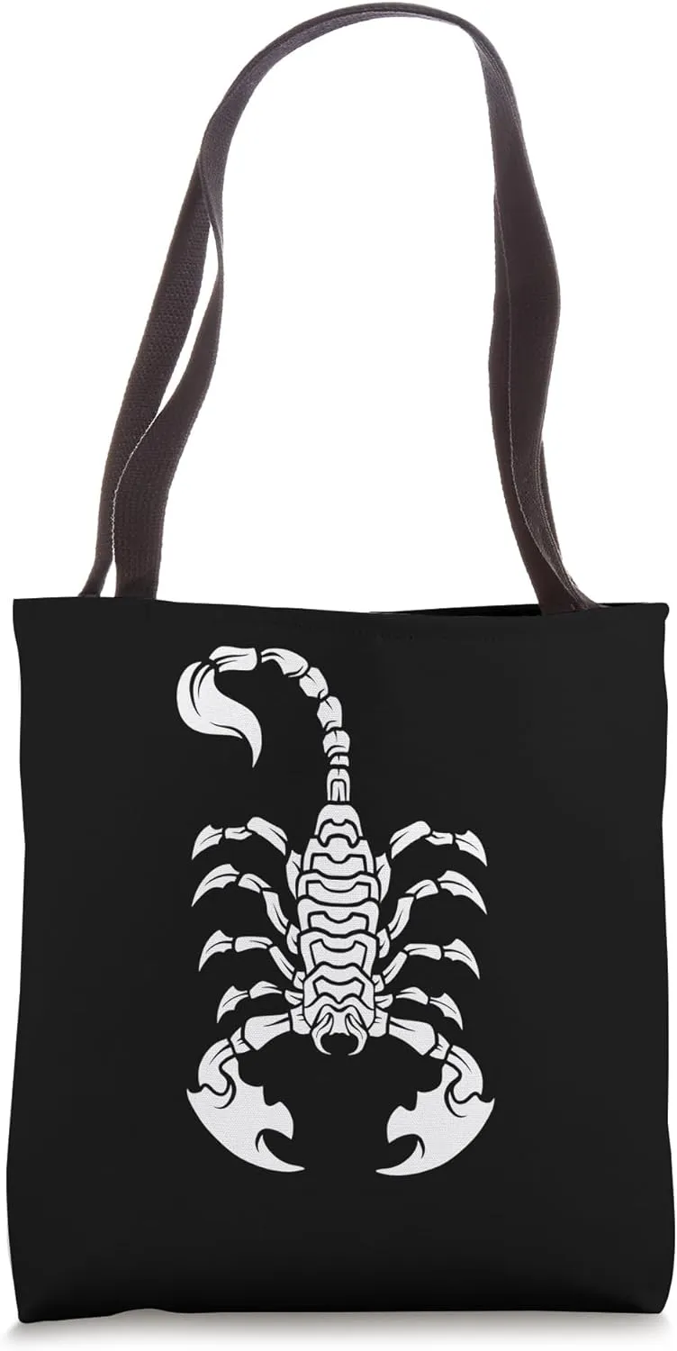 Monochrome Scorpion Emblem - Tribal Scorpion Tote Bag
