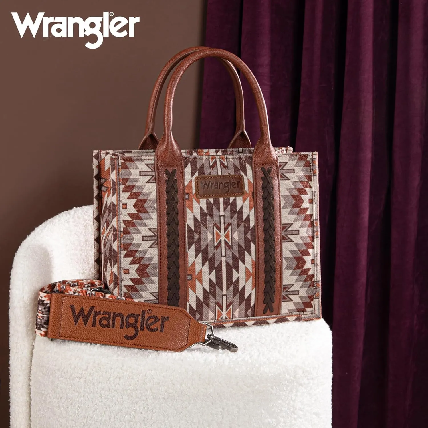 Montana West X Wrangler Tote Bag for Women Boho Aztec Shoulder Purse Top Handle Satchel Handbag
