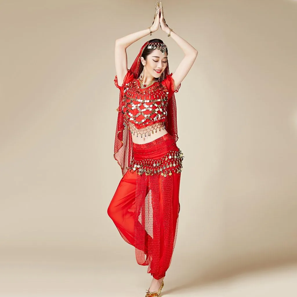 MUNAFIE Belly Dance Harem Pants Arabic Halloween Lantern Shiny Pants Fancy Pants US0-14