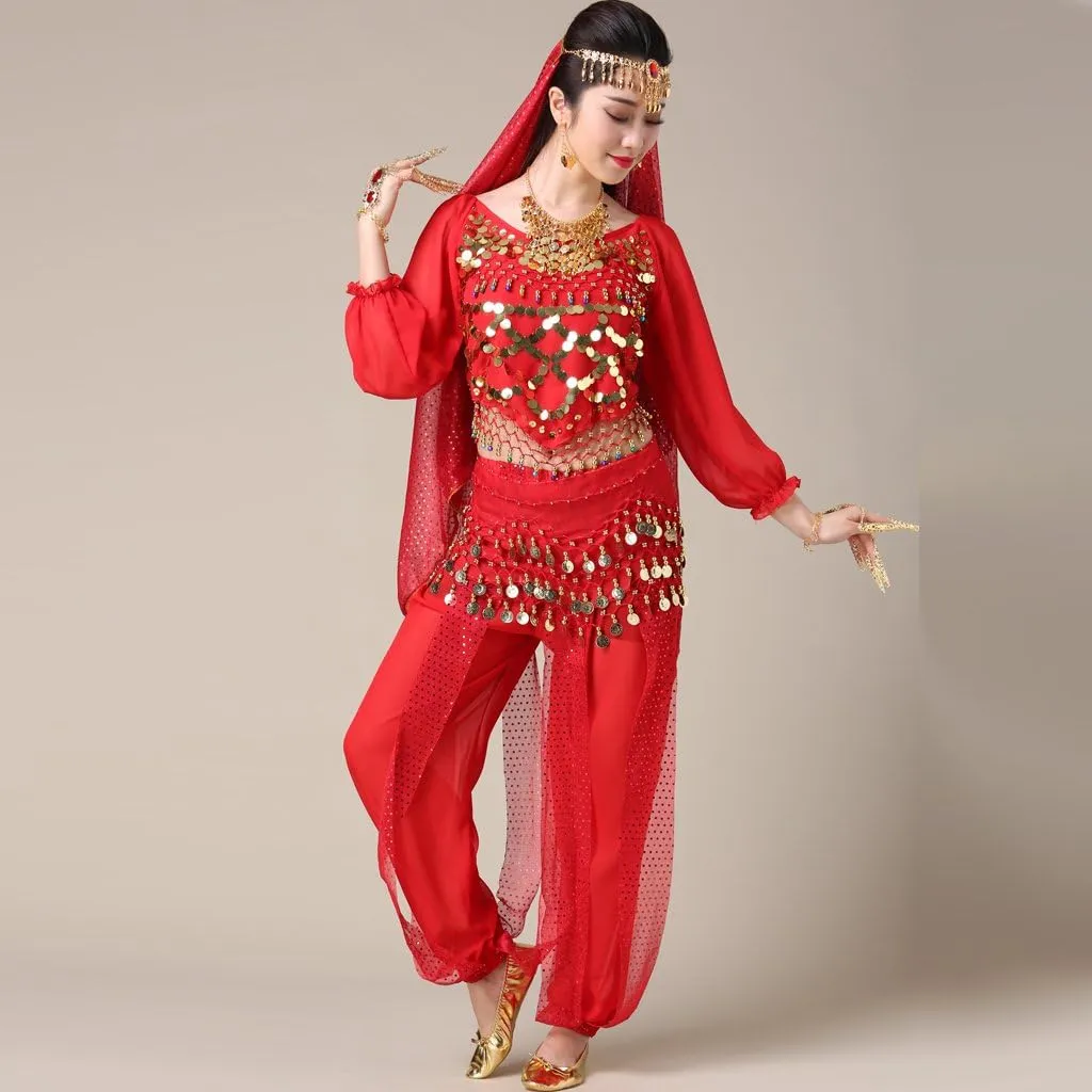 MUNAFIE Belly Dance Harem Pants Arabic Halloween Lantern Shiny Pants Fancy Pants US0-14
