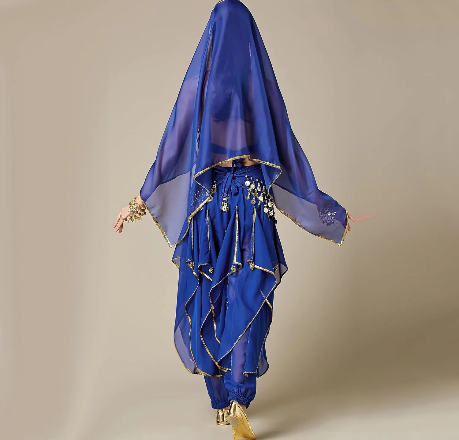 MUNAFIE Belly Dance Harem Pants - Tribal Costume Pants for Women, High Waisted Elastic Waistband, Soft Stretchy Fabric