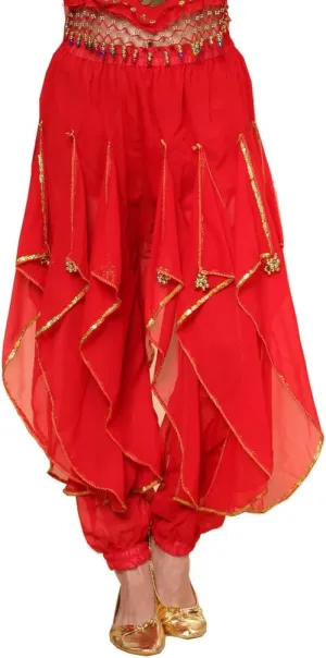 MUNAFIE Belly Dance Harem Pants - Tribal Costume Pants for Women, High Waisted Elastic Waistband, Soft Stretchy Fabric