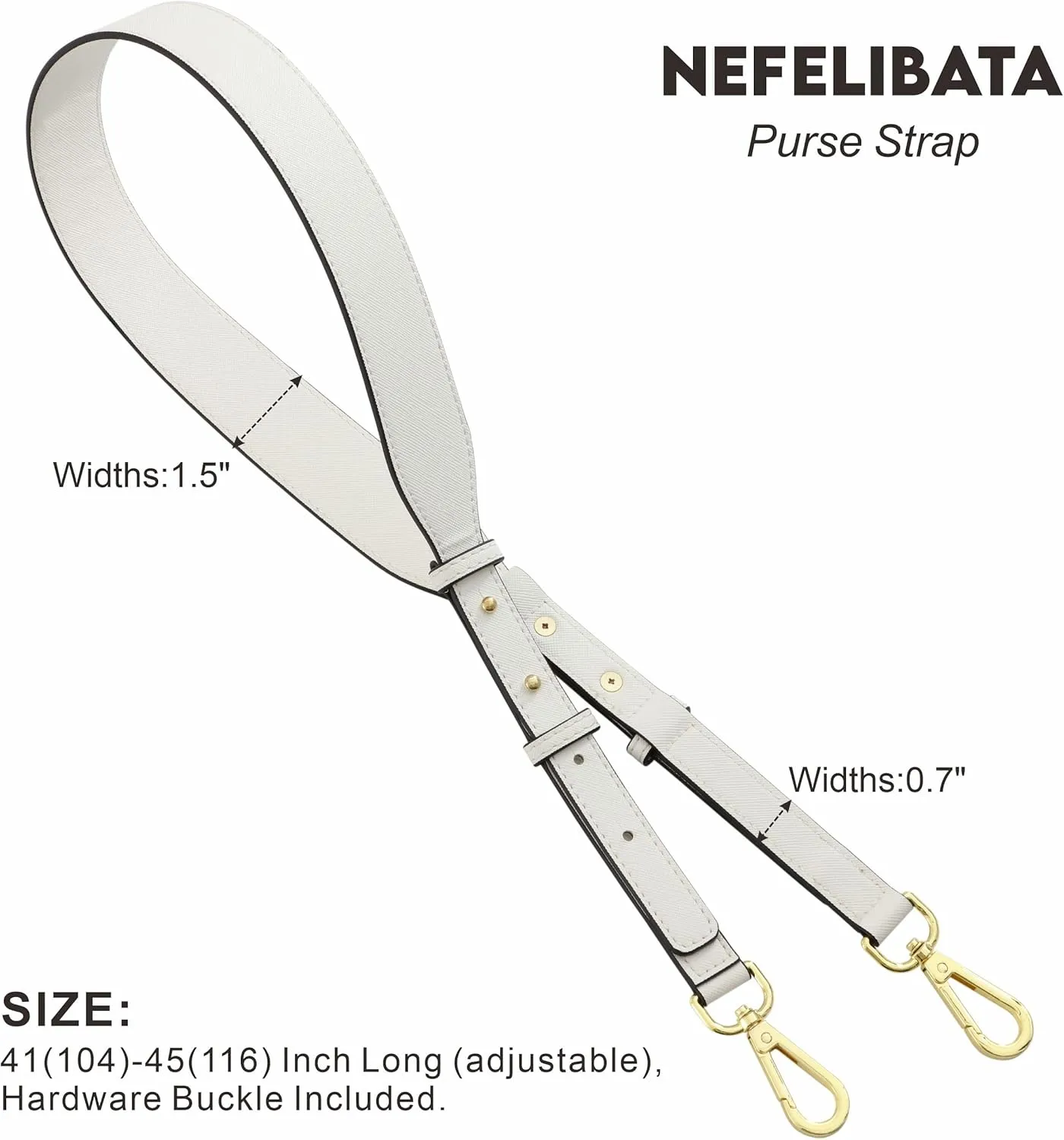 Nefelibata Purse Strap,Leather Purse Straps Replacement Crossbody,Retro Personalized Crossbody Bag Straps with Customized Metal Buckle for Handbag,Shoulder Bags(Lvory White)