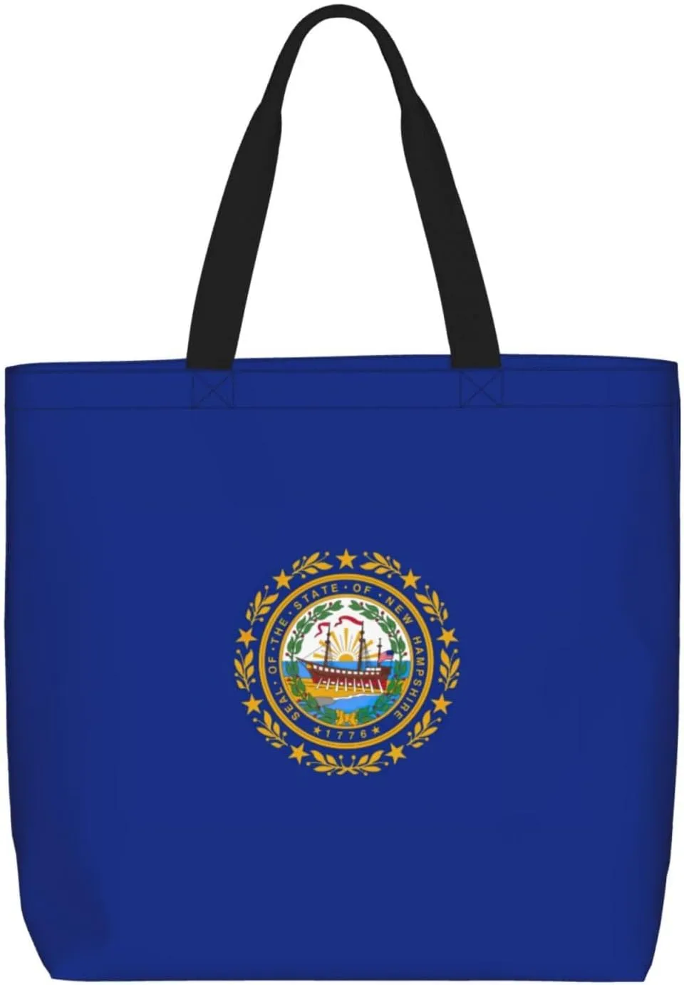 New Hampshire state flag print Large capacity zipper shoulder convenience bag tote bag Gift travel shopping bag