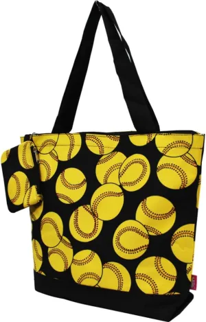 NGIL Medium Top Zipper Closure Canvas Tote Bag with Attached Matching Coin Purse For Moms and Nurses