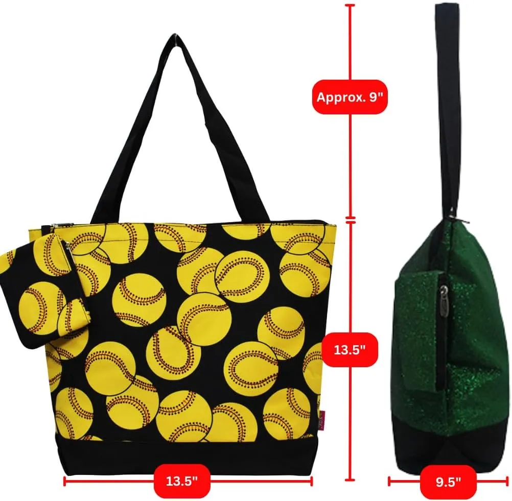 NGIL Medium Top Zipper Closure Canvas Tote Bag with Attached Matching Coin Purse For Moms and Nurses