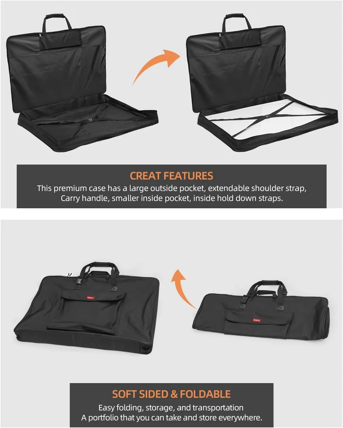 Nicpro Large Art Portfolio Bag 35 x 43 Inches Waterproof Nylon Artist Storage Case with Shoulder Strap, Storage Carrying Bag for Professional Artwork Sketch Drawing Canvas Photography Poster