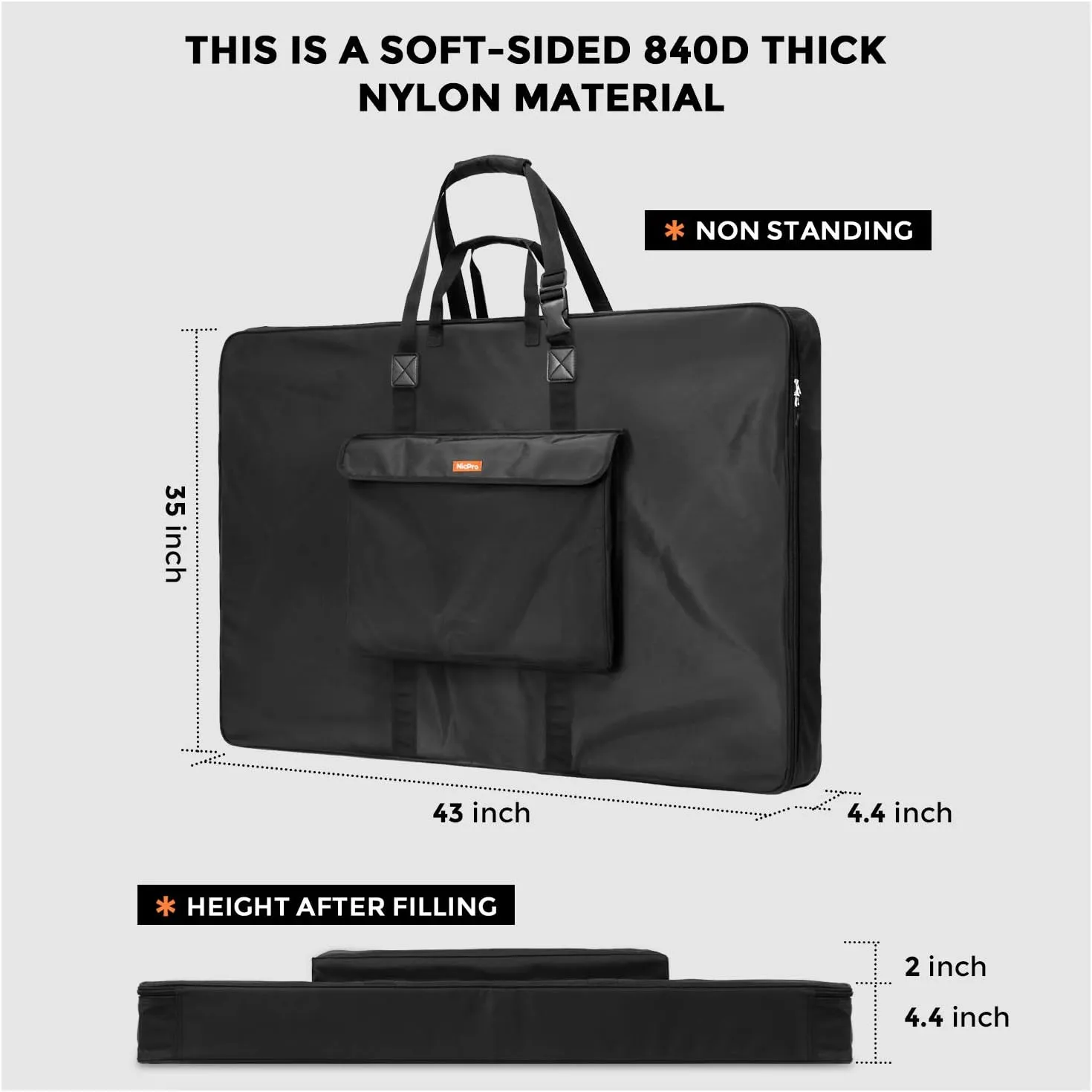 Nicpro Large Art Portfolio Bag 35 x 43 Inches Waterproof Nylon Artist Storage Case with Shoulder Strap, Storage Carrying Bag for Professional Artwork Sketch Drawing Canvas Photography Poster