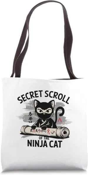 Ninja Cat & Scroll - Cute Cat Wear for Women, Girls, Men Tote Bag