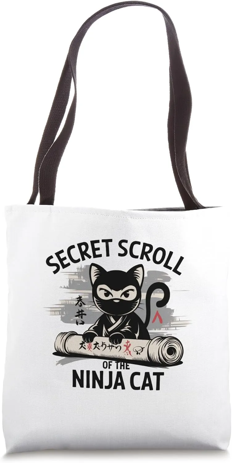 Ninja Cat & Scroll - Cute Cat Wear for Women, Girls, Men Tote Bag