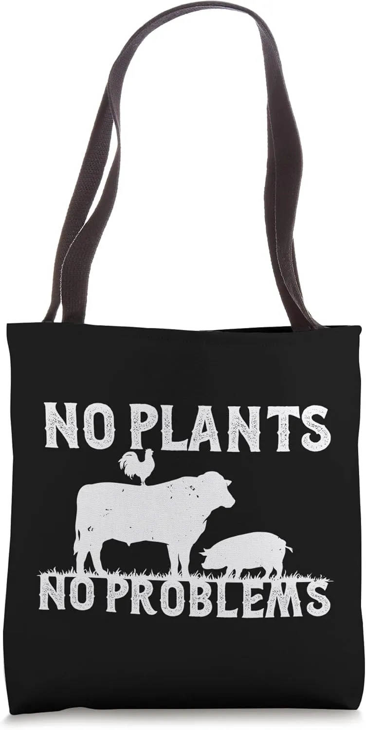 No Plants No Problems Cow, Rooster, and Pig Carnivore Diet Tote Bag