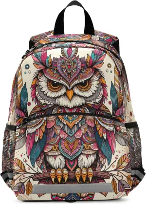 ODAWA Boho Owl Ornamental Ethnic Toddler Backpack for Boys Girls Kindergarten Preschool Kids Travel Bag