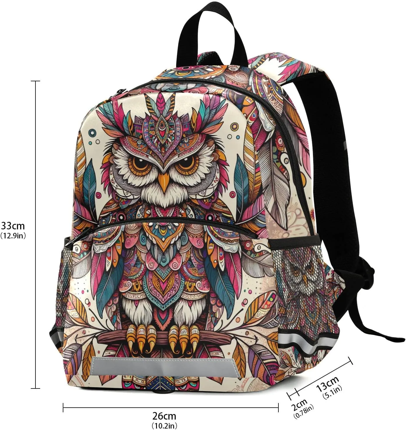 ODAWA Boho Owl Ornamental Ethnic Toddler Backpack for Boys Girls Kindergarten Preschool Kids Travel Bag