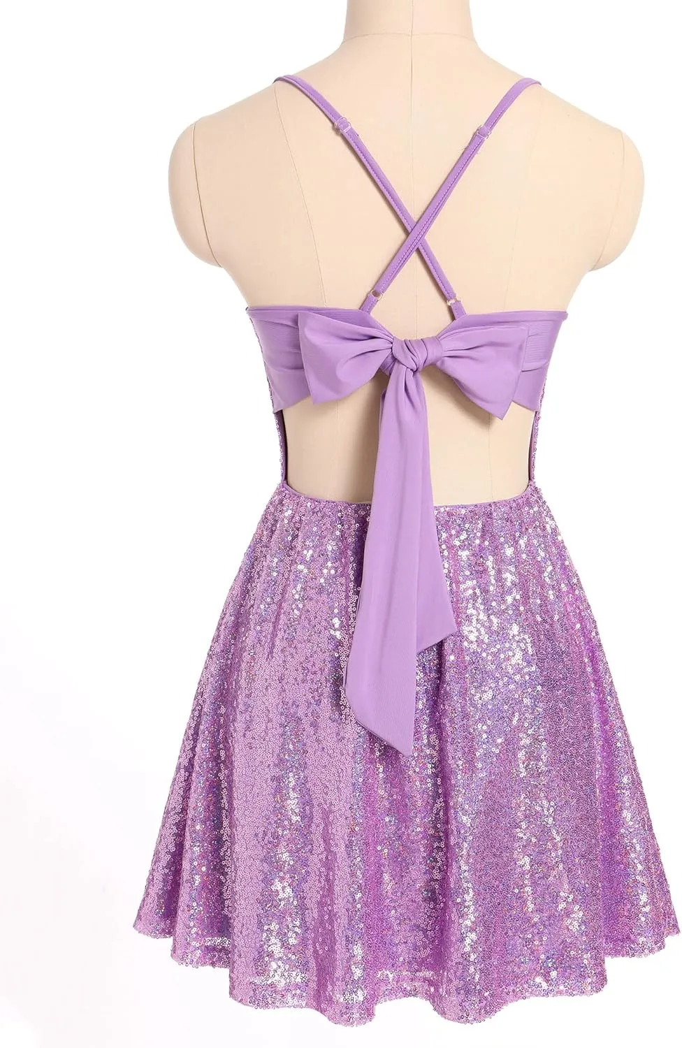 ODIZLI Women's Sexy Sparkle Sequins Glitters Tie Back Ruffle Mini Dress Homecoming Prom Dress