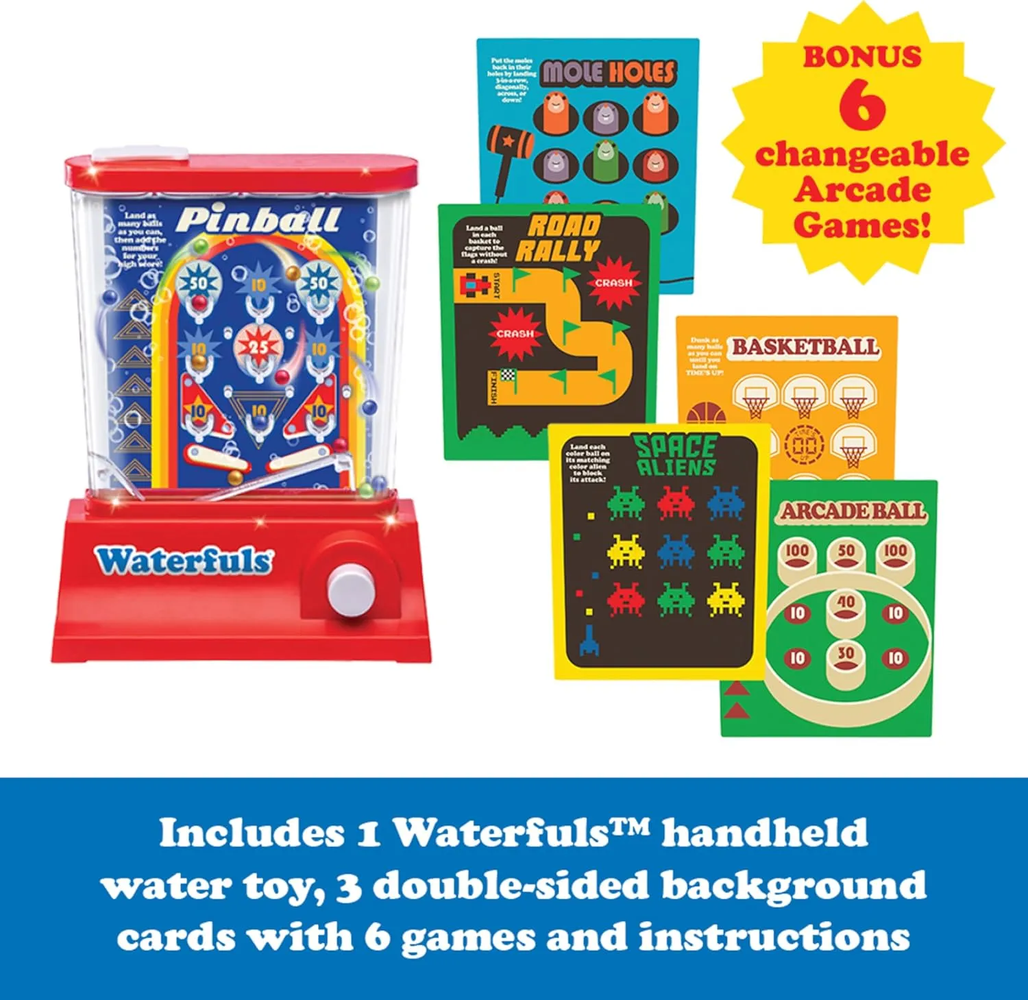 Original Waterfuls Classic Handheld Water Games – Kids Games, Retro Travel Games, Fidget Toys for Kids, Autism Toys, 6 Interchangeable Back Panels, Screen Free Play, Portable, Ages 3 