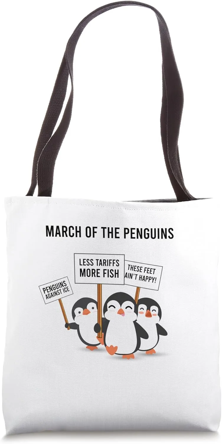 Penguins Protest March Tote Bag