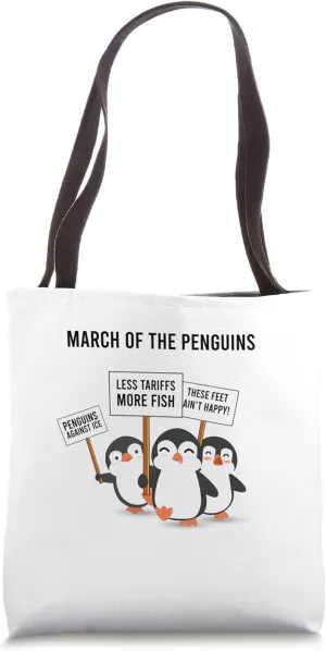Penguins Protest March Tote Bag