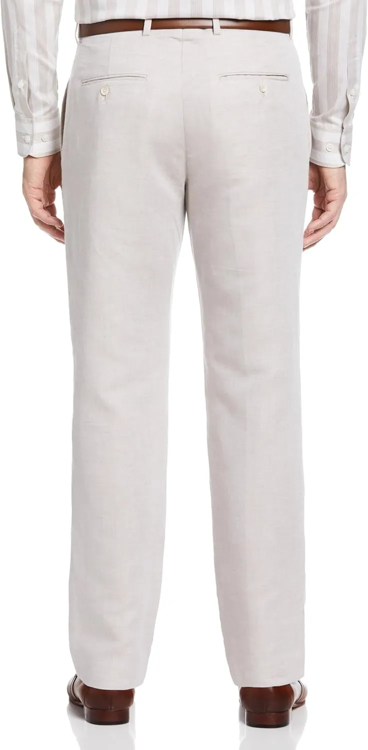 Perry Ellis Men's Portfolio Essential Linen Blend Dress Pants, Durable Solid Twill, Modern Fit, Breathable & Lightweight