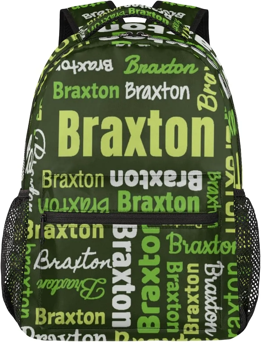 Personalized Backpacks with Name Large Customized Shoulder Bag Gifts for Women Men Waterproof Travel Casual Backpack 16in, Black Green