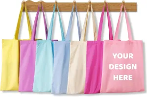 Personalized bags Custom Tote Bag Economical Cotton Tote Bag Customized Canvas Beach Bag Grocery Bag Reusable Shopping Bags Assorted Colors Medium